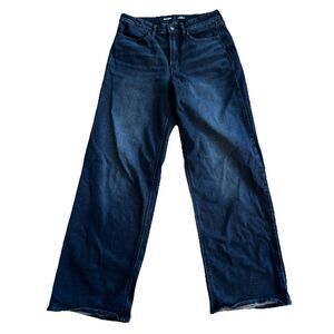Old Navy Womens High Waisted Wow Wide Leg Denim Jeans Darkwash Denim 8